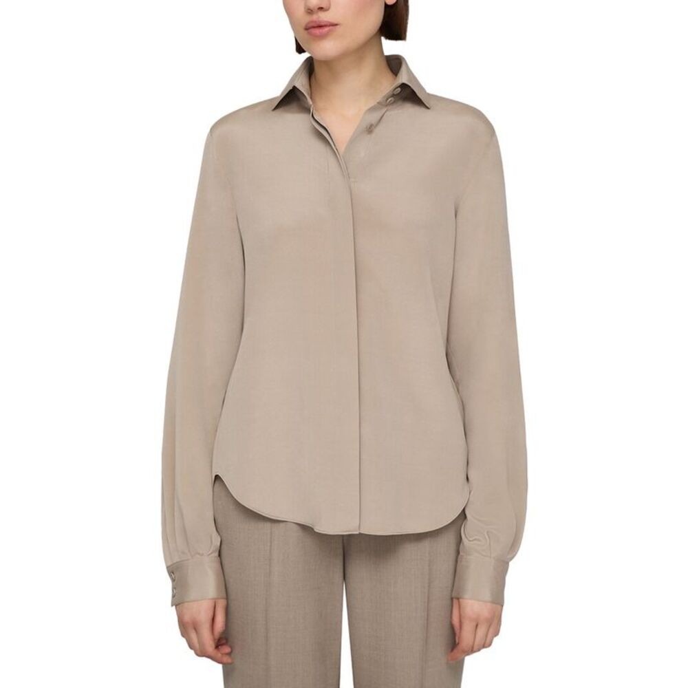 Lafayette 148 New York Womens Petite Hidden Button Silk-Blend Blouse
